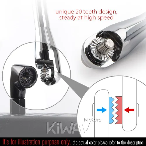 Vista 5 de KiWAV Magazi Espejo de motocicleta Elipse cromo aluminio CNC x par