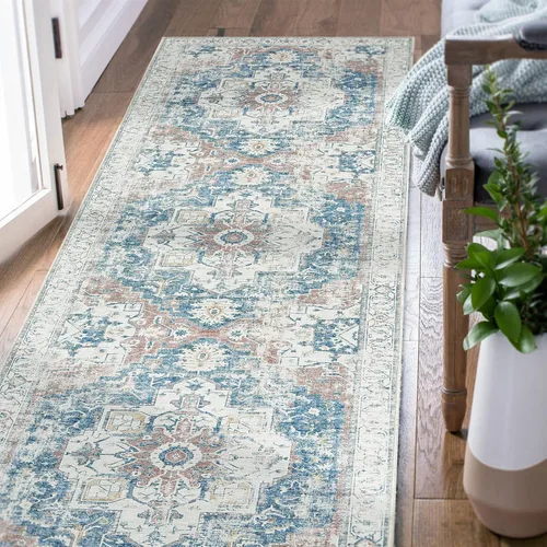 Vista 24 de jinchan Alfombra de Área 2x3 pies Alfombra Vintage de Entrada Lavable Bohemia Tapete Interior para Puerta Medallón Floral Tapete Pequeño para Puerta
