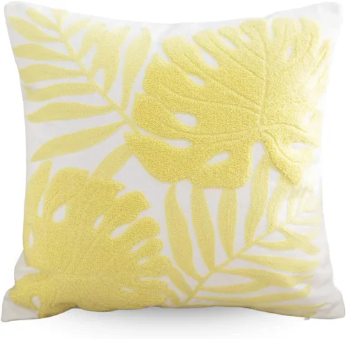Vista 17 de Fundas de almohada bordadas, 4 girasoles de 18 x 18 pulgadas, diseño floral, 100% algodón, decoración del hogar, flores amarillas, 17.7 x 17.7 in, 1