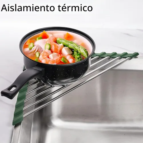 Vista 8 de Tomorotec - Estante de secado de platos triangular enrollable para esquina de fregadero, pequeño, plegable, de acero inoxidable, sobre el fregadero