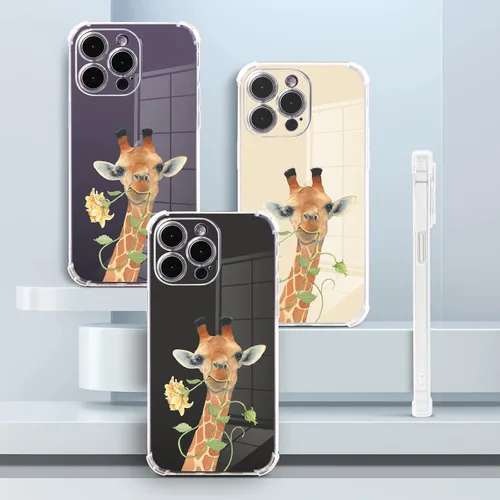 Vista 5 de Roemary Funda de jirafa para iPhone 7/8/SE 2020 con diseño floral de jirafa, patrón floral con protector de pantalla