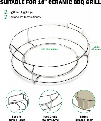 Vista 2 de Estante de Cesta ConvEGGtorBasket de Repuesto de 1 Pieza para Big Green Egg Grande, Accesorios BGE EGGpsnder - Colocación o Extracción Fácil