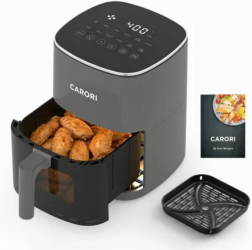 Vista 19 de CARORI Freidora de aire de 6 cuartos con ventana de visión, 12 preajustados, gran capacidad, 400 ℉ máximo crujiente, 1700 W comidas rápidas incluso