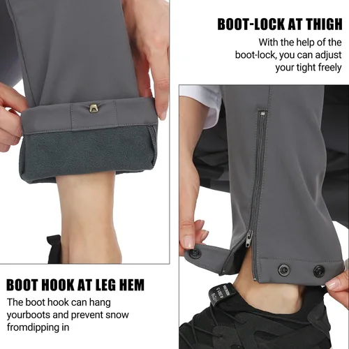 Vista 5 de MIRITY Pantalones de senderismo impermeables para hombre con forro polar aislante para viajes con aro ajustable