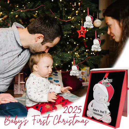 Vista 4 de Adornos de la primera Navidad del bebé 2025, adorno de mi primera Navidad 2025 para niña niño bebé 1ª Navidad adorno para recién nacido recuerdo
