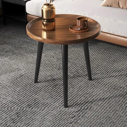 Vista 16 de Mesa auxiliar, moderna mesa de centro pequeña con 3 patas, mesa de cóctel de madera, mesa auxiliar de centro retro para sala de estar, fácil Negro