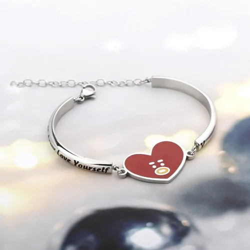 Vista 4 de MTYCTWED Love Yourself Pulsera Kpop Star Charm Pulsera de doble bucle regalo inspirador para amantes de la música, regalo de joyería para niñas