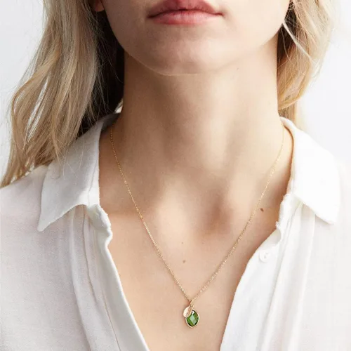 Vista 2 de Me&Hz Initial Birthstone Necklace for Women 14K Gold Filled Small Initial Necklace Crystal Birthstone Pendant Necklace for Girls Teens Mom Dainty