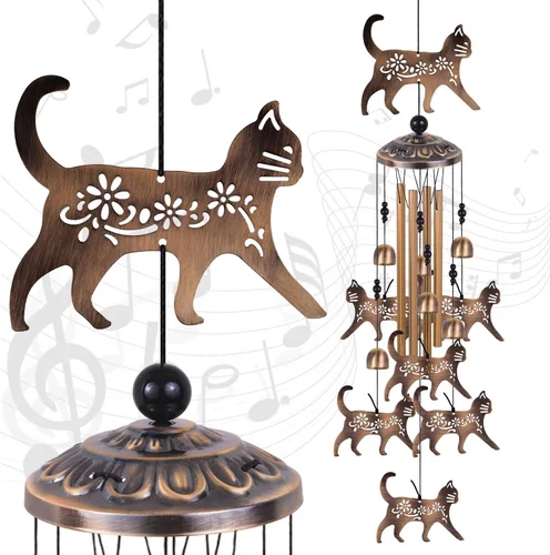 Vista 10 de Campanillas de viento de bronce con abejas para exterior/interior/jardín/hogar/balcón/césped/árbol/patio/decoración de jardín, atrapavientos retro