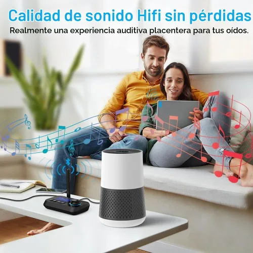 Vista 7 de Receptor transmisor Bluetooth 3 en 1 Bluetooth 5.3 adaptador de audio para 2 auriculares con control de volumen de derivación interruptor