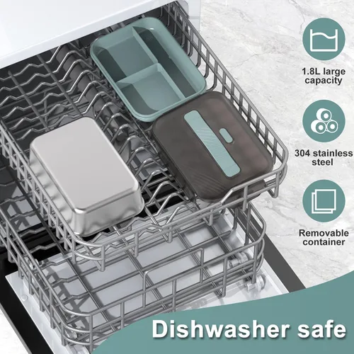 Vista 7 de WisaKey Lonchera eléctrica con calentador de alimentos, 60/80/100 W, para adultos, para automóvil, camión, 12 V/24 V/110 V/220 V, caja de almuerzo
