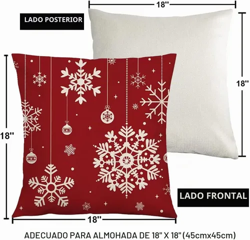 Vista 3 de HOMMES Juego de 4 fundas de almohada navideñas de 18 x 18 pulgadas, decoración de invierno, de tela de algodón y lino, para decoración de sofá