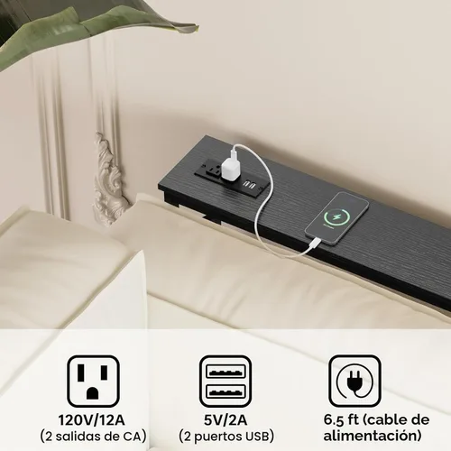 Vista 5 de Aduanbang Mesa consola de 5.9 pulgadas con tomacorriente, mesa de sofá estrecha, mesa detrás del sofá para sala de estar y pasillo, 5.9 x 39.4 x 30