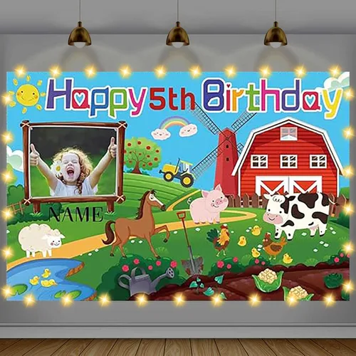 Vista 17 de Cartel de feliz cumpleaños beige personalizado para telón de fondo grande de feliz cumpleaños, globo aerostático, fiesta, interior y exterior