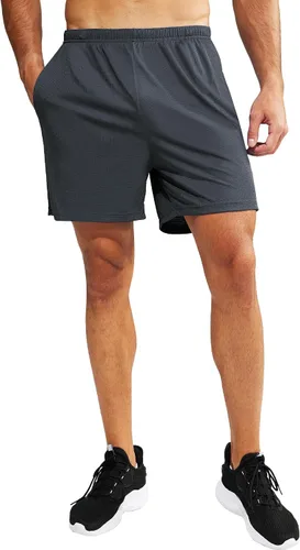 Vista 4 de MIER Pantalones cortos deportivos para hombre, para correr, gimnasio, entrenamiento, 5 pulgadas, de secado rápido, pantalones cortos ligeros