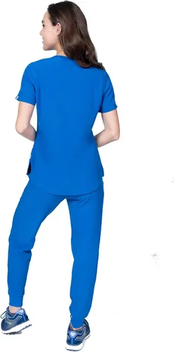 Vista 4 de Elements Select ES2936 - Conjunto de 7 bolsillos elástico en 4 direcciones con cuello en V y pantalones quirúrgicos para mujer