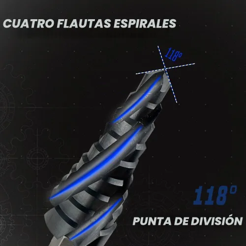 Vista 3 de Broca espiral TiAlN del paso del cobalto de la flauta cuatro... cubrió 1/4