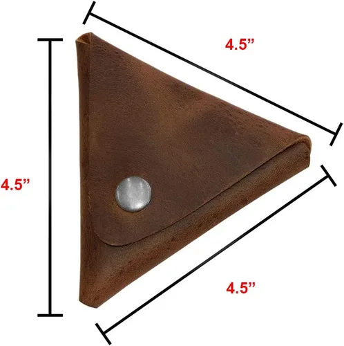 Vista 5 de Hide & Drink, Cartera de cuero triangularcarteramonederoestuchetitulartarjetas SDflash USBefectivocables, hecho a mano Bourbon Brown, Marrón