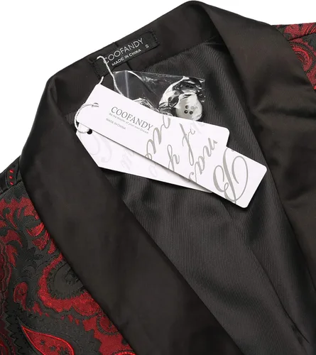 Vista 4 de COOFANDY - Chaqueta de esmoquin para hombre, diseño floral con estampado de cachemira