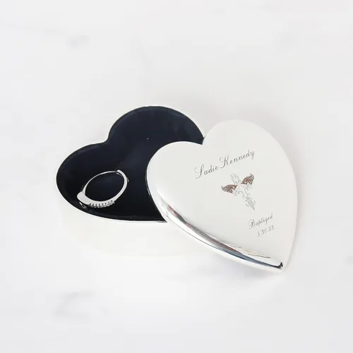 Vista 7 de Caja de recuerdo de joyería de corazón personalizada, aniversario para amiga, compañera de trabajo, esposa o hija, regalos con nombre grabado