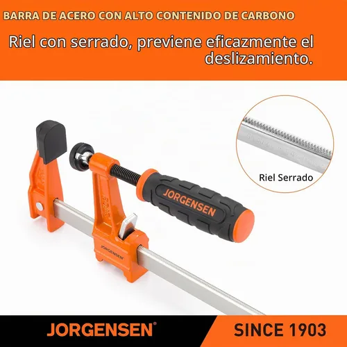 Vista 5 de JORGENSEN Paquete de 2 abrazaderas de barra de acero de servicio mediano de 12 pulgadas y 600 libras para carpintería