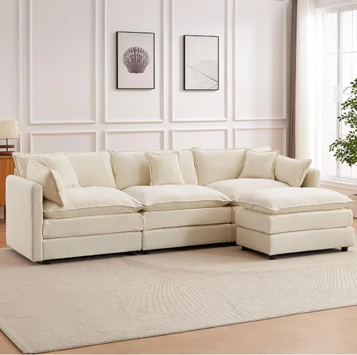 Vista 9 de Sofá modular seccional, juego de sofá en forma de L de 77 pulgadas con reposabrazos, cómodos sofás de nube de 2 plazas para sala de estar