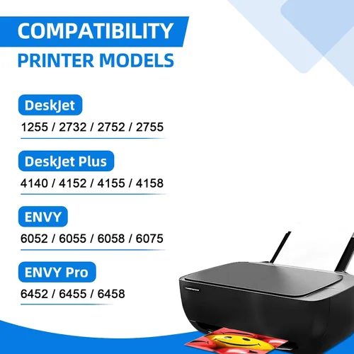 Vista 3 de 67XL - Cartuchos de tinta negra de repuesto para HP Ink 67xl para impresora DeskJet 2752 2710 2755 2722 2720 Plus 4100 4152 4158 Envy 6055 6052 6022