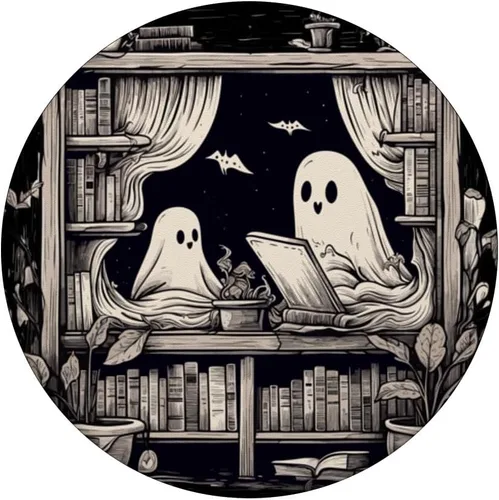 Vista 3 de Libros de lectura de fantasmas espeluznantes en una biblioteca PopSockets Standard PopGrip