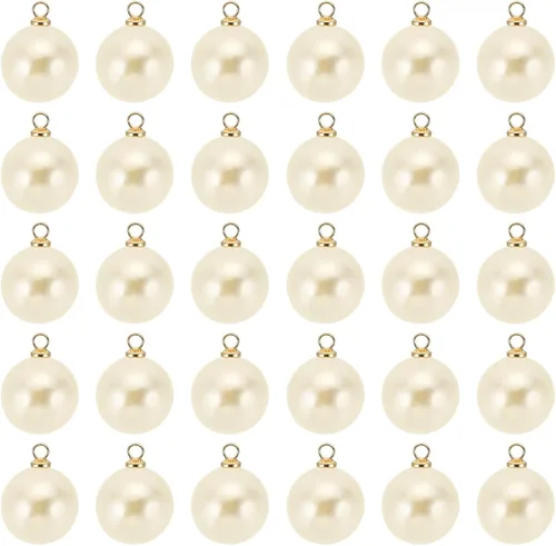Vista 71 de PATIKIL Abalorio de perlas, 100 cuentas de perlas de imitación de perlas colgantes para bricolaje para hacer joyas, pulseras, aretes, collares Beige