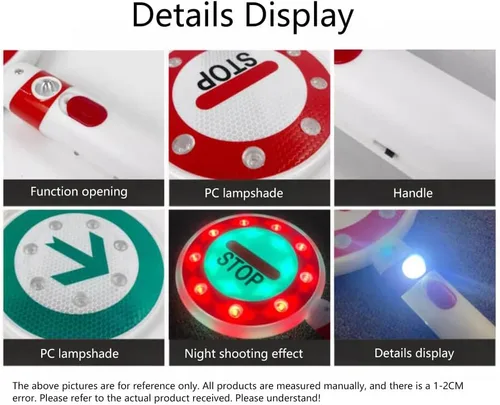 Vista 7 de Señal de parada LED recargable de mano, señal de semáforo recargable, estacionamiento, señal de luz de advertencia de seguridad de tráfico, lámpara