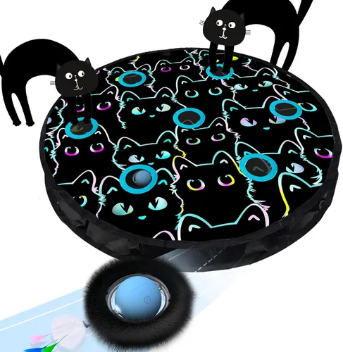 Vista 11 de ORSDA Juguetes para Gatos de Interior, Bola en Movimiento Activada Interactiva en Alfombrilla de 7 Agujeros, Bola Automática de Rápido Rodamiento
