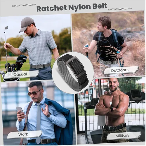Vista 5 de Cinturones de trinquete de liberación rápida para hombre, cinturón de nailon reversible dos en uno para hombre casual y vestido deportivo