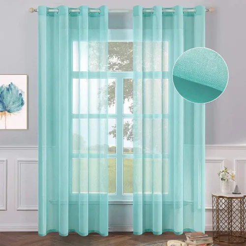 Vista 15 de MIULEE 2 paneles de cortinas semitransparentes beige para ventana, elegantes con ojales en la parte superior, cortinas de gasa