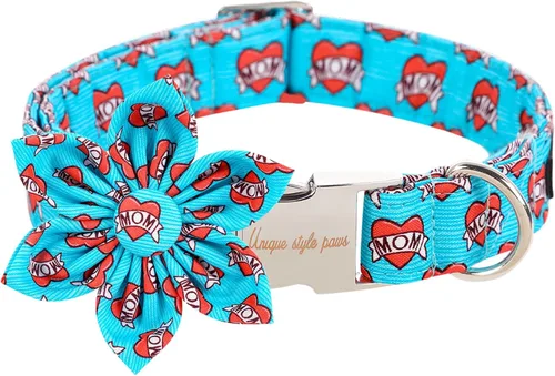 Vista 16 de Unique style paws Collar de perro de algodón con lazo, collar para cachorro con cuadrícula negra y azul para perros pequeños, medianos y grandes