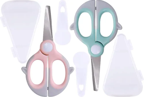 Vista 18 de Tijeras de comida para bebés, tijeras de cocina - Paquete de 2 tijeras portátiles saludables y lindas para niños con bloqueo de seguridad y estuche