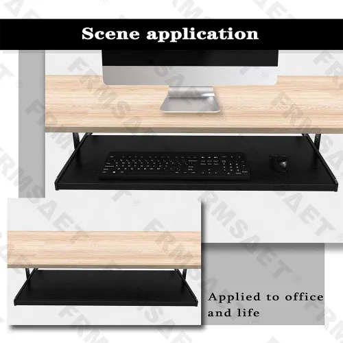 Vista 6 de FRMSAET Accesorios para Muebles Productos de Oficina Conjuntos de Hardware 20/24/30 pulgadas Bandeja para Teclado Soporte de Madera para Debajo