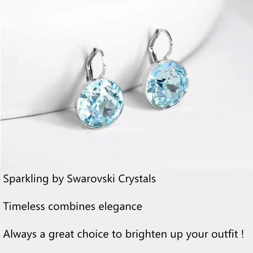 Vista 3 de Hermosos aretes solitarios para mujer - Adornos con cristales austriacos, cierre de palanca, perfectos para cualquier ocasión, regalos ideales