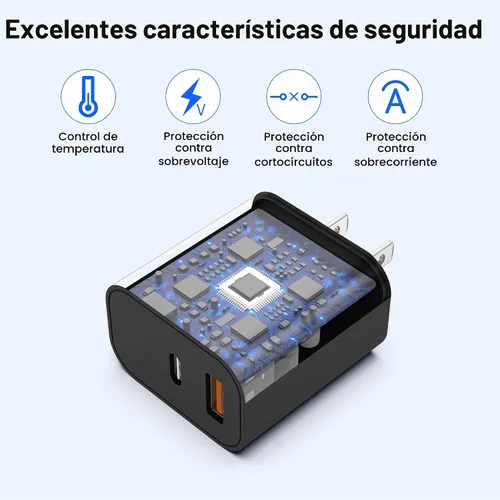 Vista 4 de Cargador para iPhone 17 16 15 de carga rápida, bloque de cargador de pared USB C de 20 W con cable tipo C a C de 6 pies para Apple iPhone 17/17