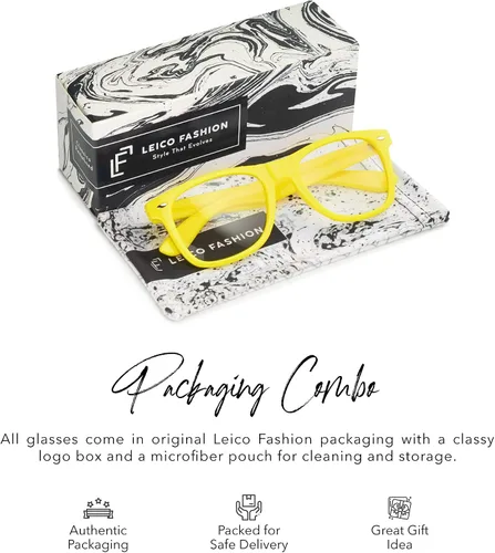 Vista 4 de LEICO FASHION Lentes transparentes sin receta retro para hombres y mujeres, lentes falsos para disfraz de cosplay
