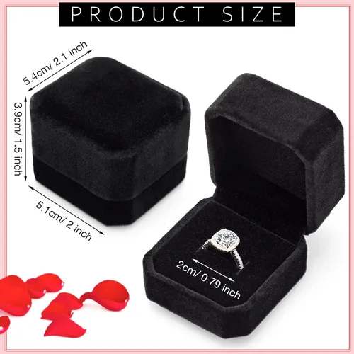 Vista 2 de Laumoi 36 cajas de anillo a granel de terciopelo cajas de exhibición de anillos negro