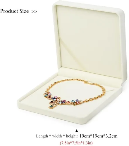 Vista 6 de Oirlv Caja de regalo de collar grande de terciopelo Collar de perlas Caja de joyería blanca