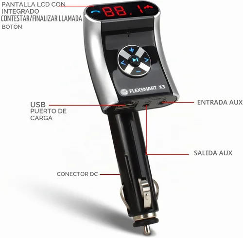 Vista 2 de GOgroove FlexSMART X3 Mini adaptador Bluetooth para llamadas manos libres, carga USB, controles de música para teléfonos inteligentes, reproductores