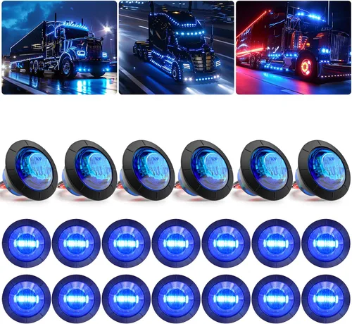 Vista 11 de PSEQT Flash estroboscópico de 3/4 pulgadas + luces de marcador constante, luces LED de doble función, luces redondas de separación lateral traseras