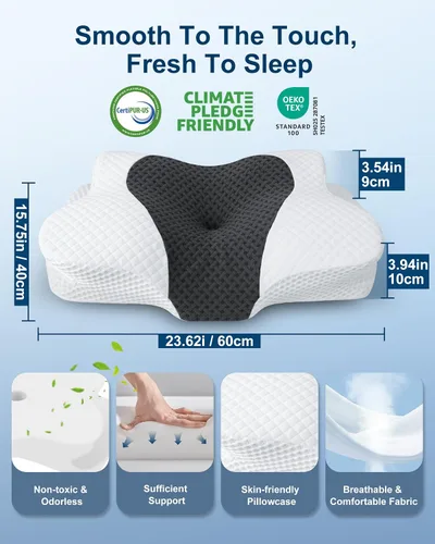 Vista 3 de HOMCA Almohada cervical para aliviar el dolor, almohada de espuma