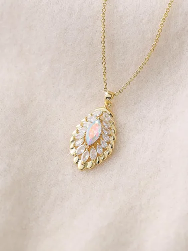Vista 7 de Qinpan Collar colgante ovalado de cristal para mujer, chapado en globo, bisutería