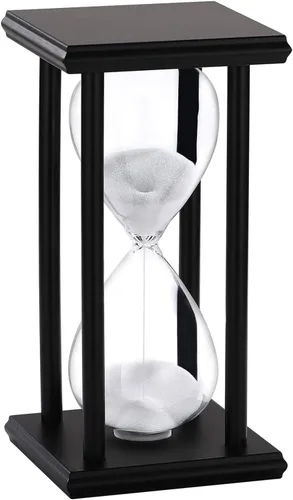 Vista 10 de SuLiao Reloj de Arena de Madera de 30 Minutos, Soporte de Madera Negro Temporizador de Arena, Reloj de Arena Negro de 30 Minutos, Antiguo Reloj