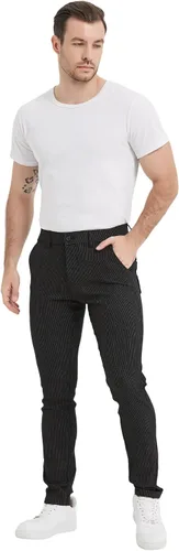 Vista 4 de Plaid&Plain Pantalones a cuadros para hombre, pantalones de vestir ajustados para hombre, pantalones chinos ajustados para hombre