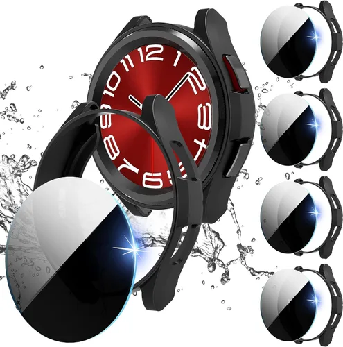 Vista 14 de Suoman Paquete de 4 + 4 fundas para Samsung Galaxy Watch 6 Classic de 1.575 pulgadas, protector de pantalla HD, cubierta protectora mate