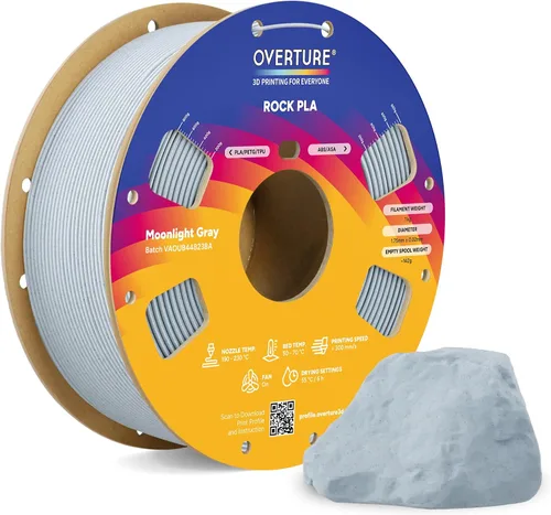 Vista 23 de OVERTURE - Filamento PLA Rock de 1.75 mm, para impresora 3D de mármol, carrete de 2.2 libras, precisión dimensional +/- 0.02 mm, para impresoras FDM