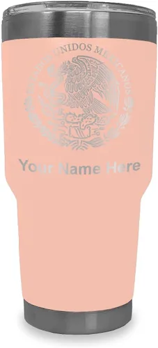 Vista 20 de LaserGram - Vaso personalizado de 20 onzas, bandera de México (negro)